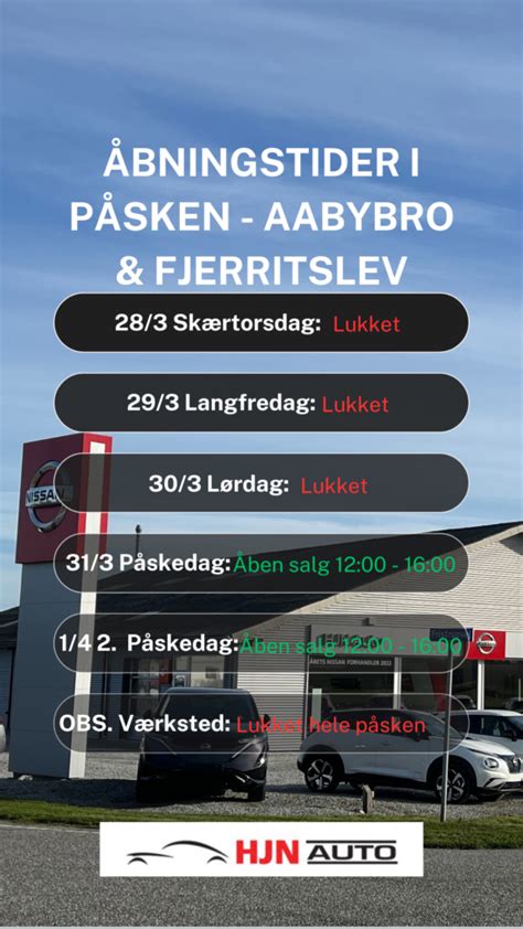 Åbningstider for Sejs Auto.